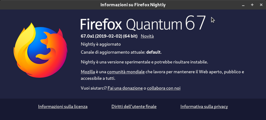 Firefox 67.0a1 rebranded logo