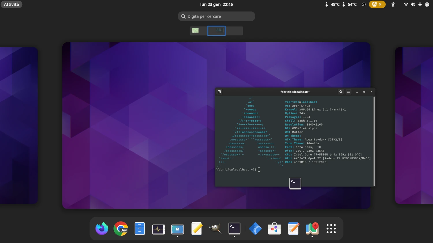 GNOME 44 on Arch Linux (first steps)